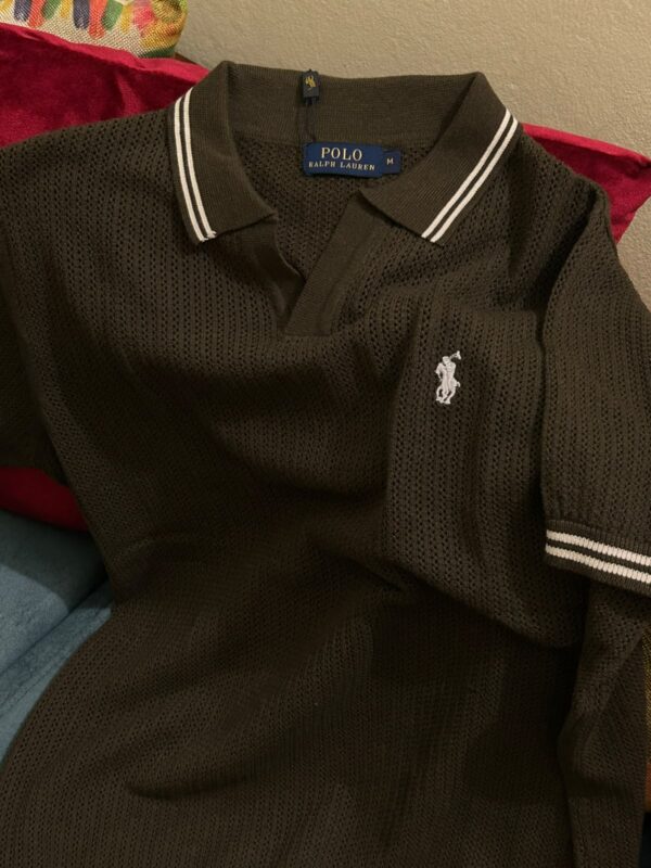 Elevate your wardrobe with our Olive Green Knit Polo