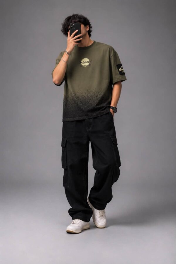 OnGreed — Oversized Crow Tee | Olive-to-Black Wash