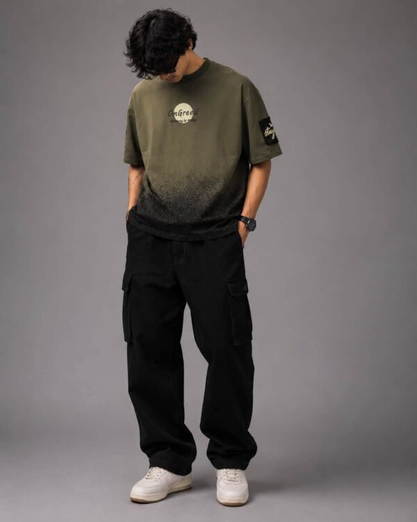OnGreed — Oversized Crow Tee | Olive-to-Black Wash