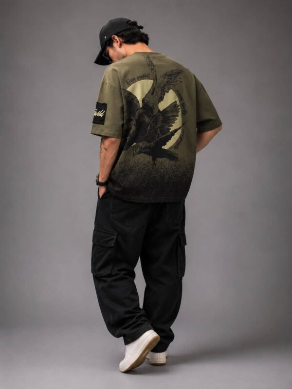 OnGreed — Oversized Crow Tee | Olive-to-Black Wash