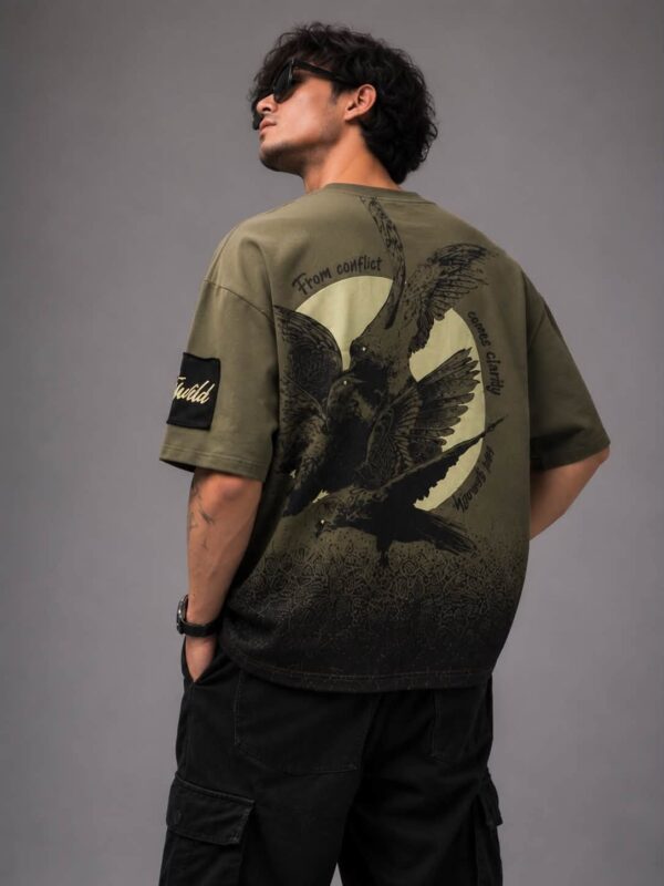 OnGreed — Oversized Crow Tee | Olive-to-Black Wash