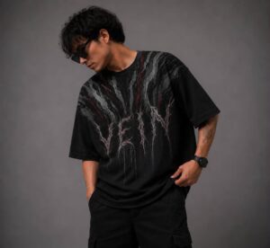 OnGreed — Oversized VEIN Tee | Black Fractured Graphic