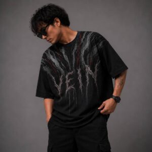 OnGreed — Oversized VEIN Tee | Black Fractured Graphic