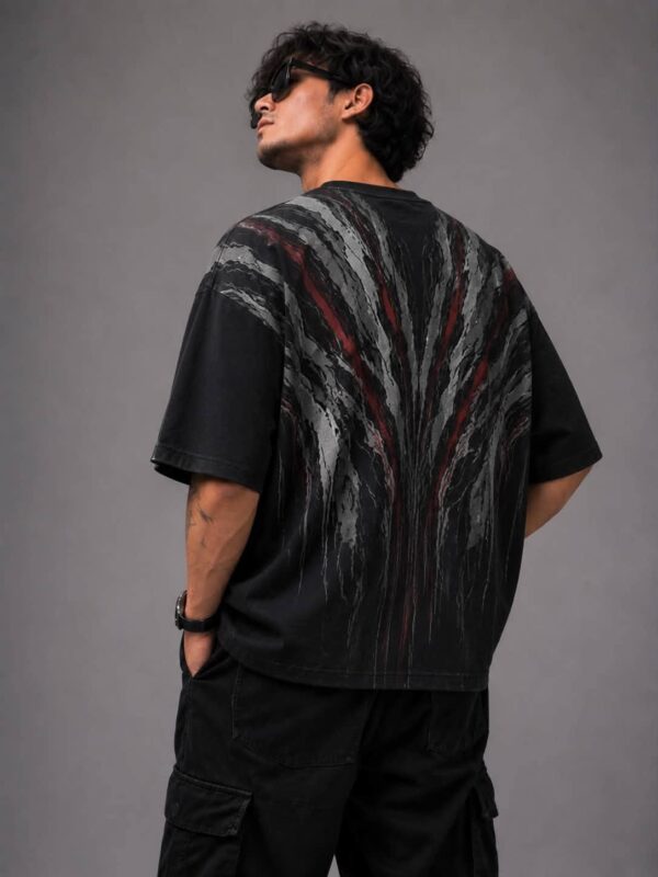 OnGreed — Oversized VEIN Tee | Black Fractured Graphic