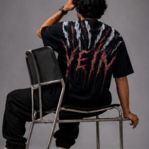 OnGreed — Oversized VEIN Tee | Black Fractured Graphic